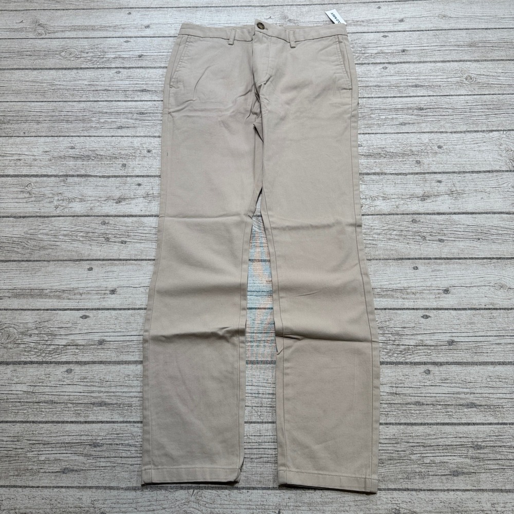 NEW Old Navy Pants Men's 33x32 Beige Built-In Flex Stretch Skinny Rotation Chino